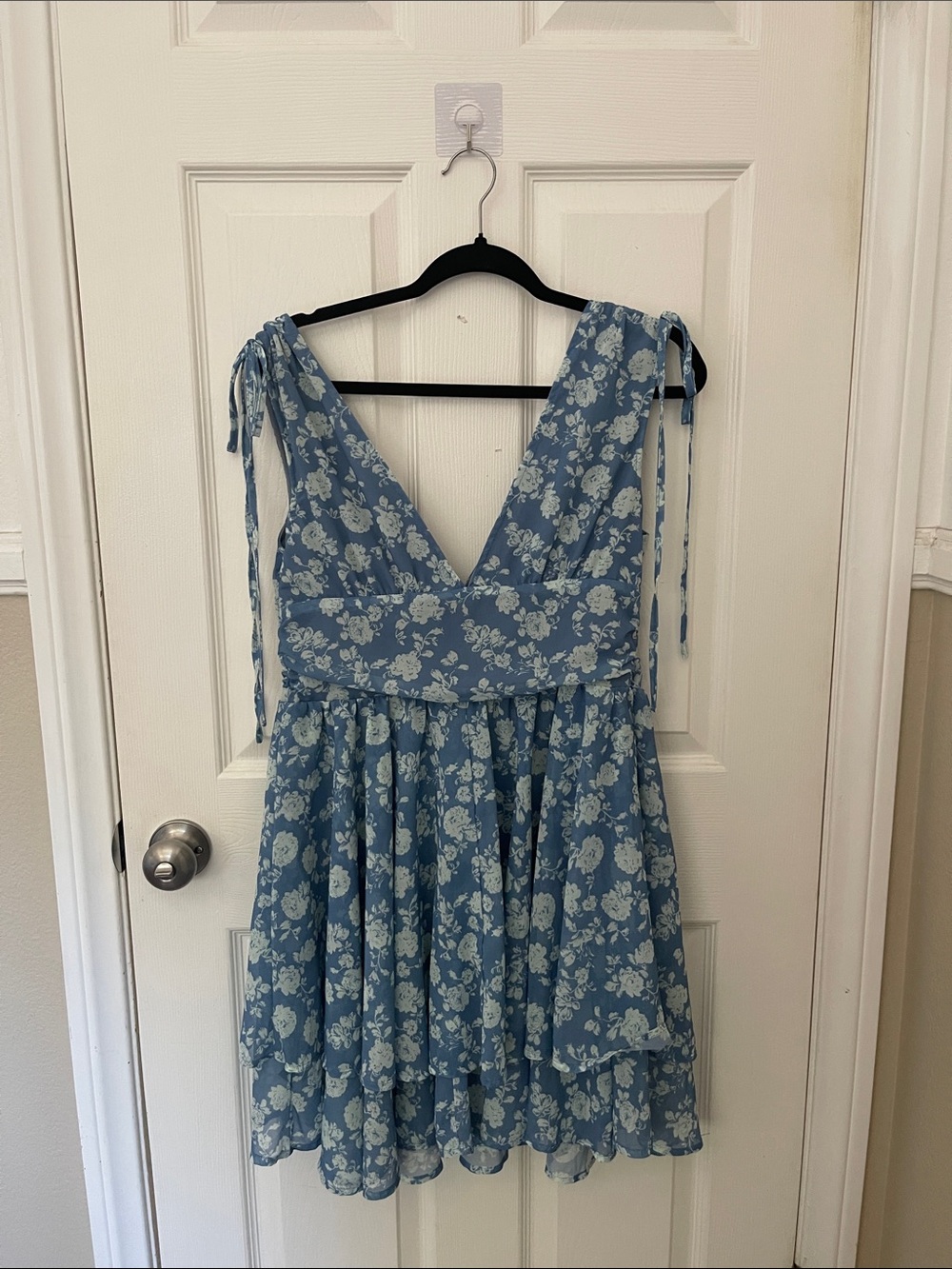 Cider Blue Floral Tie-Shoulder Sundress